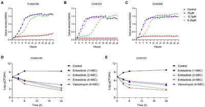 Inhibition of planktonic growth and biofilm formation of Staphylococcus aureus by entrectinib through disrupting the cell membrane